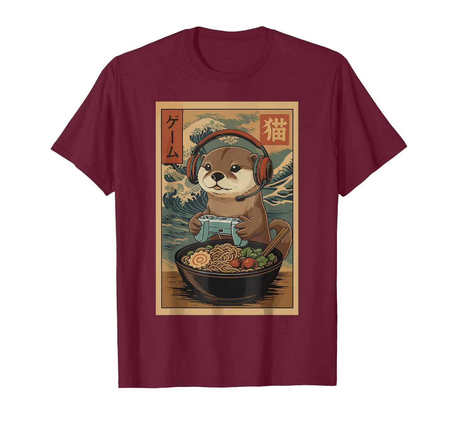 Kawaii Japanese Ramen Otter Retro Gaming Shirts for Men T-Shirt