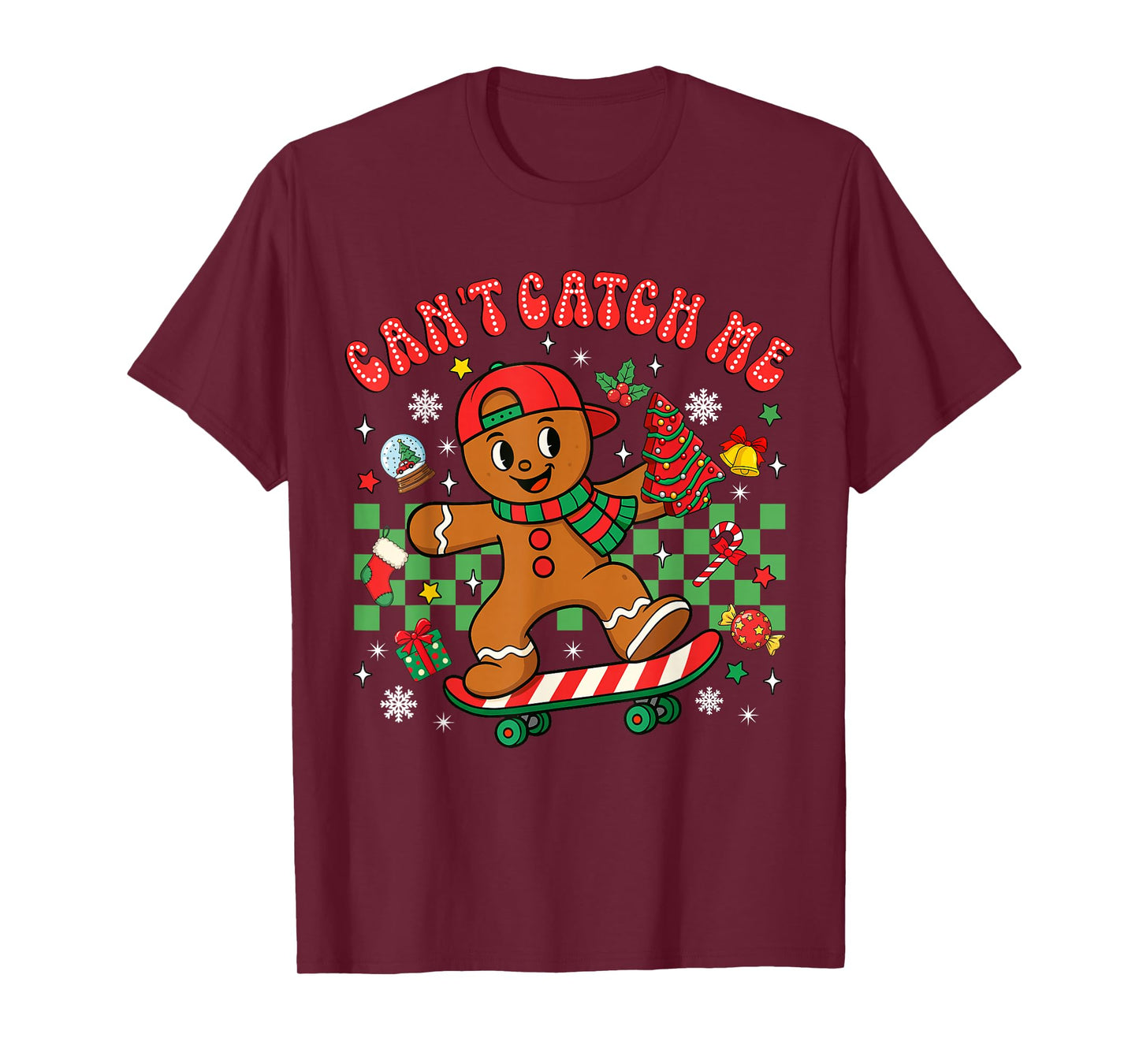 Can't Catch Me Christmas Gingerbread Man Xmas Cookie Boy Kid T-Shirt