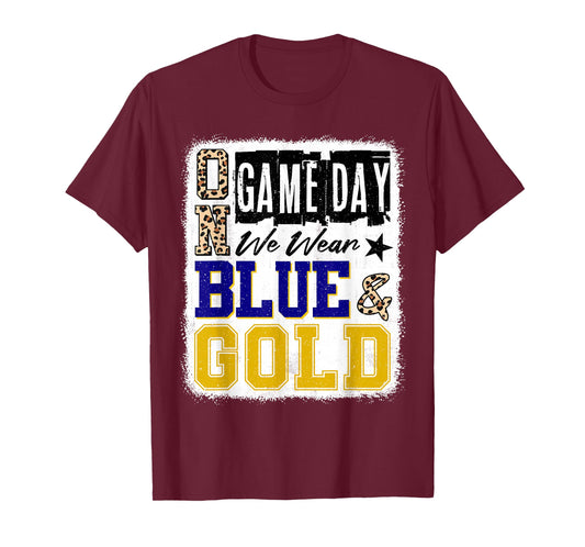 On Gameday Football We Wear Blue And Gold School Spirit T-Shirt