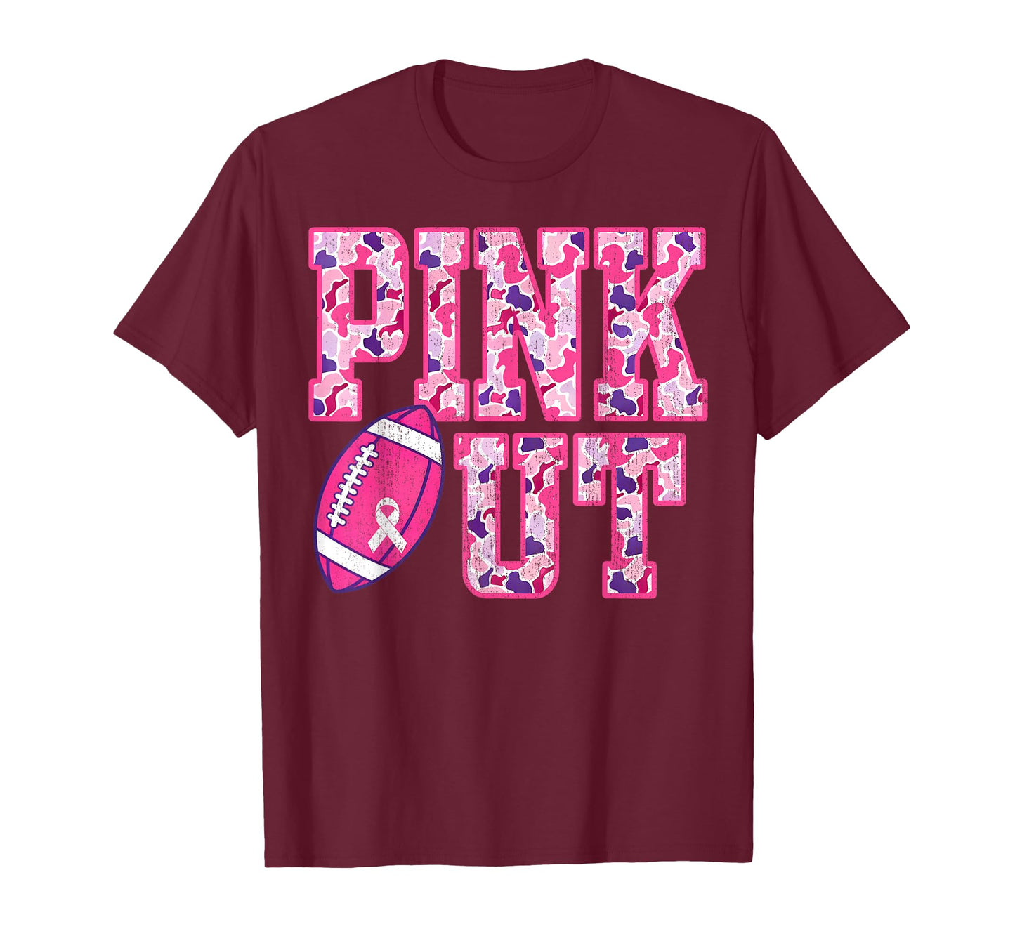 Pink Out American Football Camo Breast Cancer Awareness T-Shirt