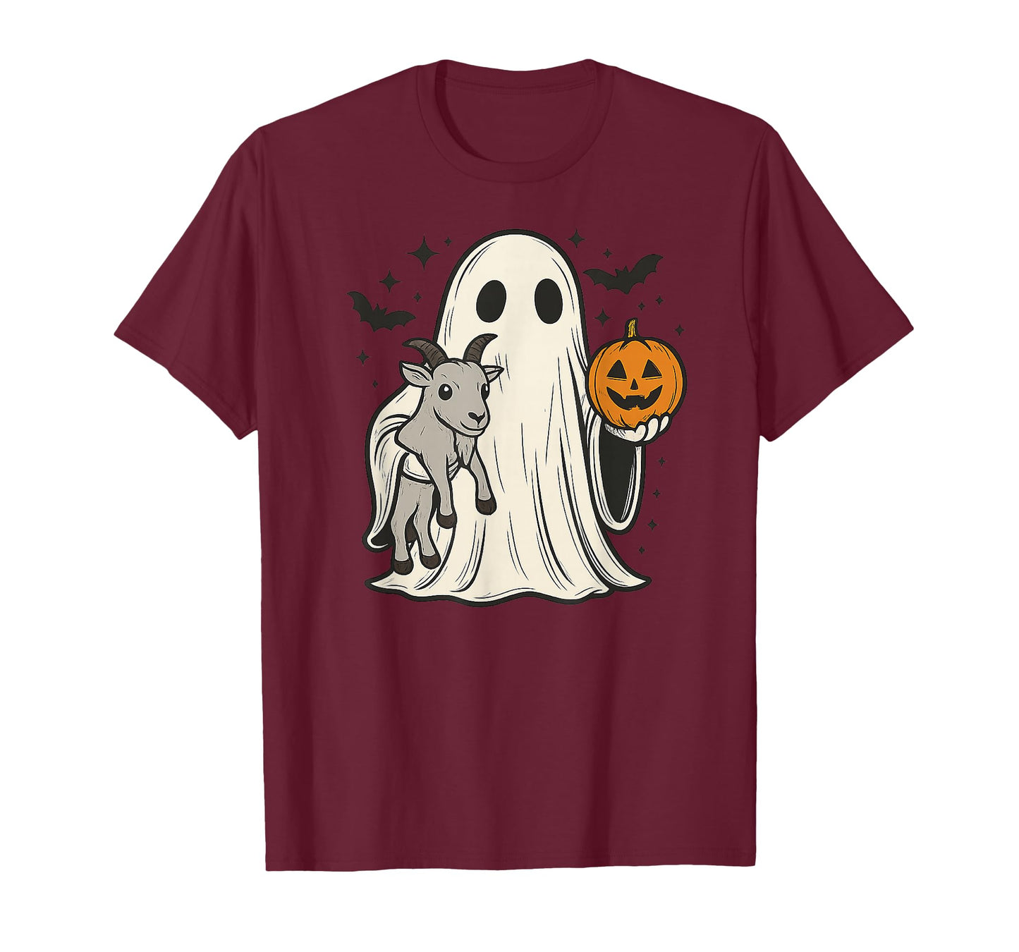 Funny Ghost Holding Goat Halloween Pumpkin T-Shirt