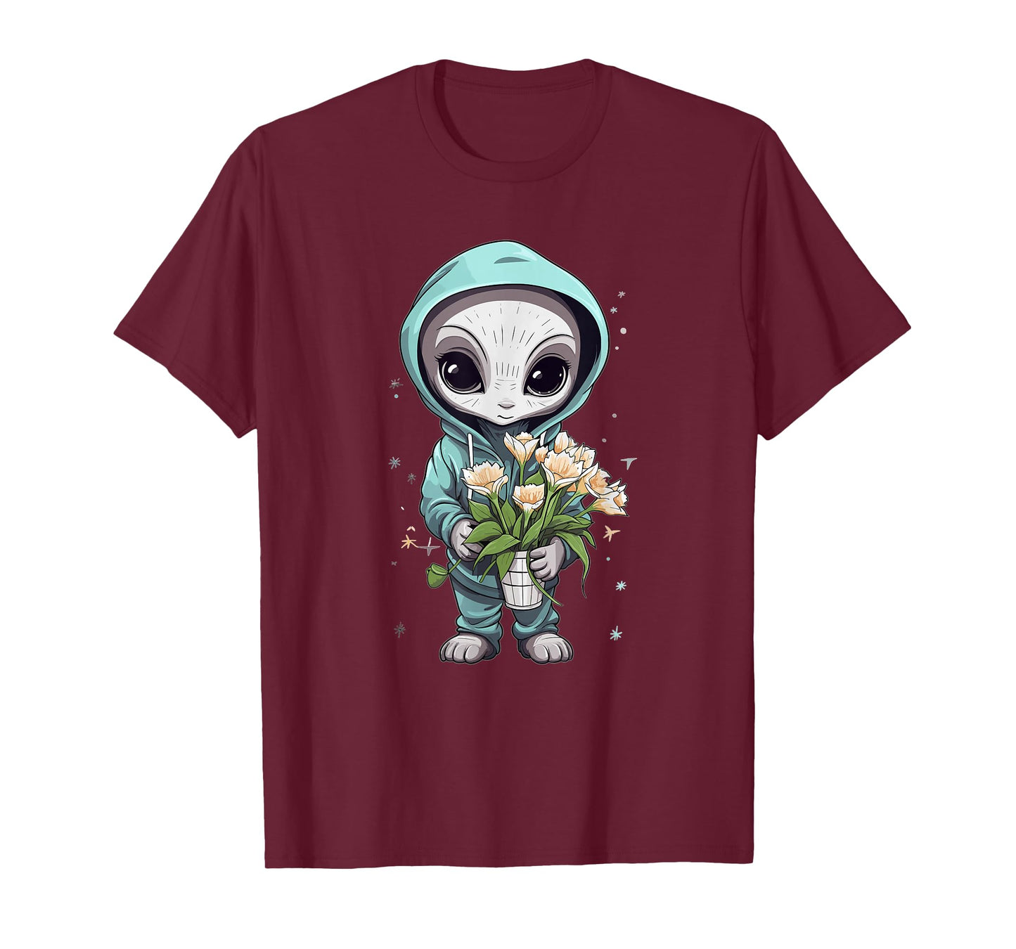 Cute Alien Girl With Flowers I Alien T-Shirt