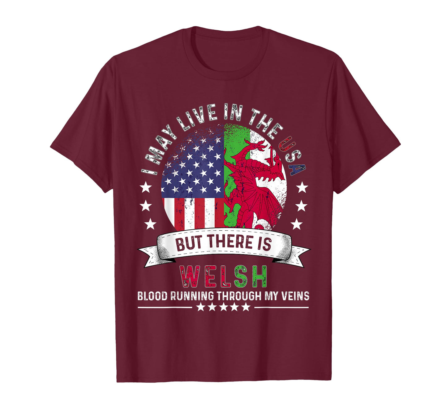 American Welsh Home in US Patriot American Wales Flag T-Shirt