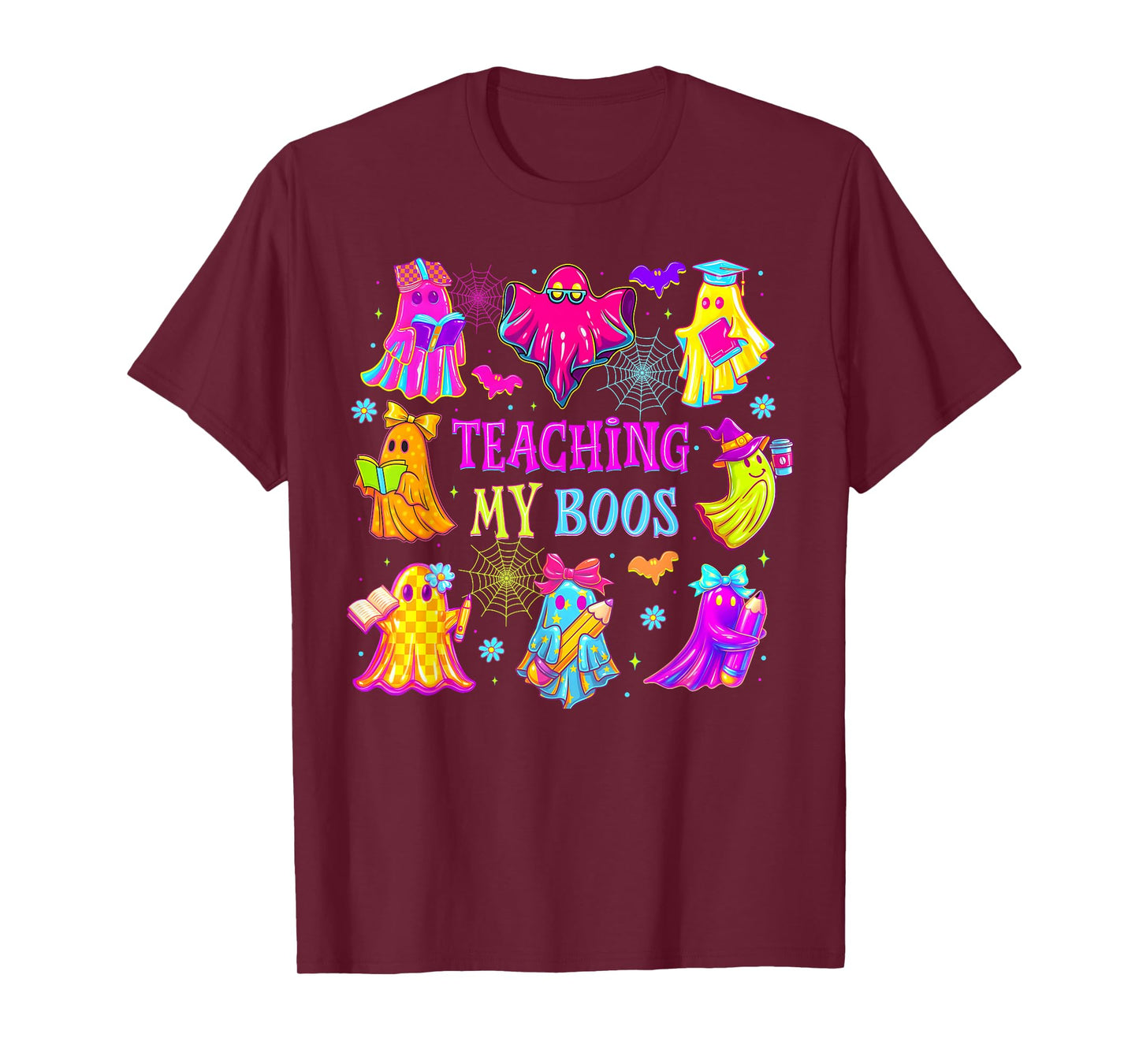 Cute Boo Ghost Groovy Teacher Teaching My Boos Halloween T-Shirt