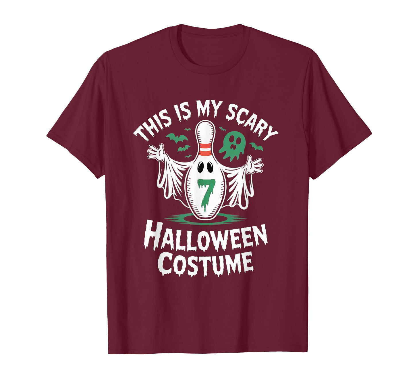 Funny Ghost Bowling League Team 7 Pin Halloween Humor Tee T-Shirt