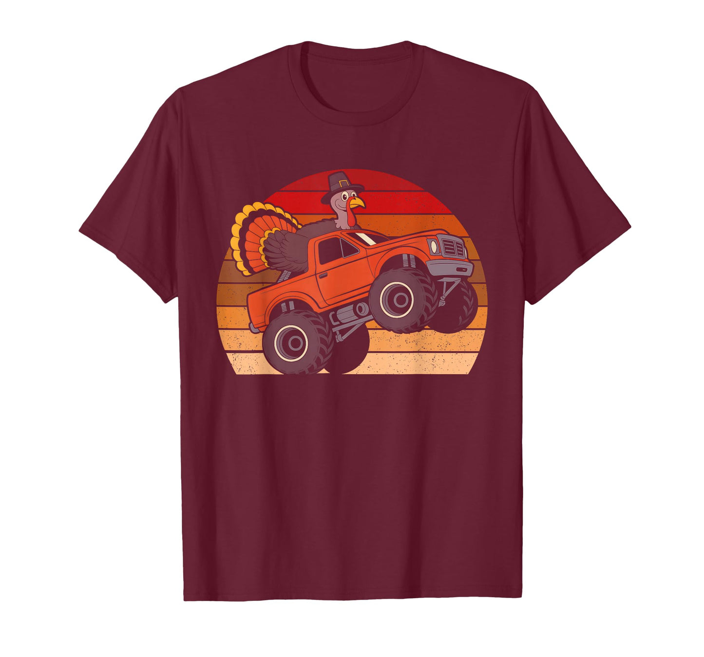 Thanksgiving Turkey Day Monster Truck Fall Autumn Boys Kids T-Shirt