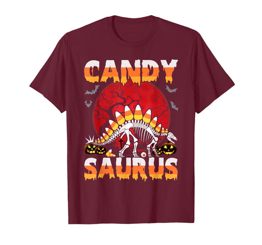 Funny Candysaurus Candy Corn Toddler Kid Dinosaur Halloween T-Shirt