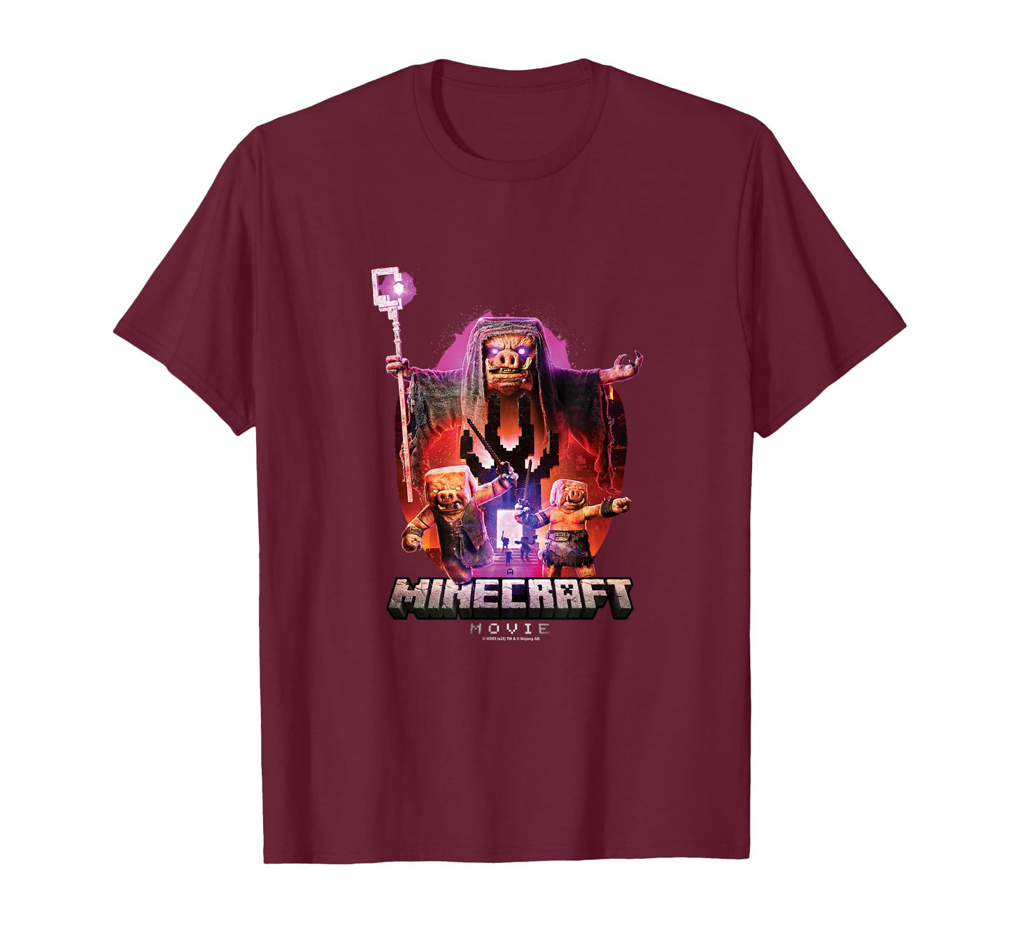 A Minecraft Movie Piglins Coming Out from A Nether Portal T-Shirt