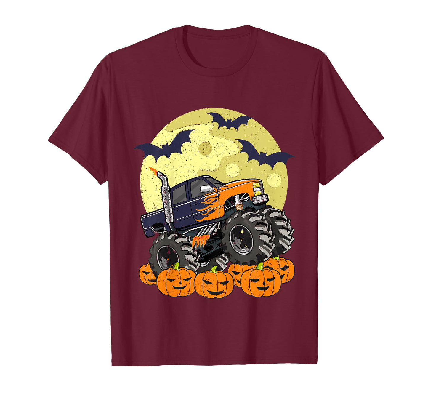 Kids Monster Truck Halloween Jack O Lantern Moon Pumpkin Toddler T-Shirt