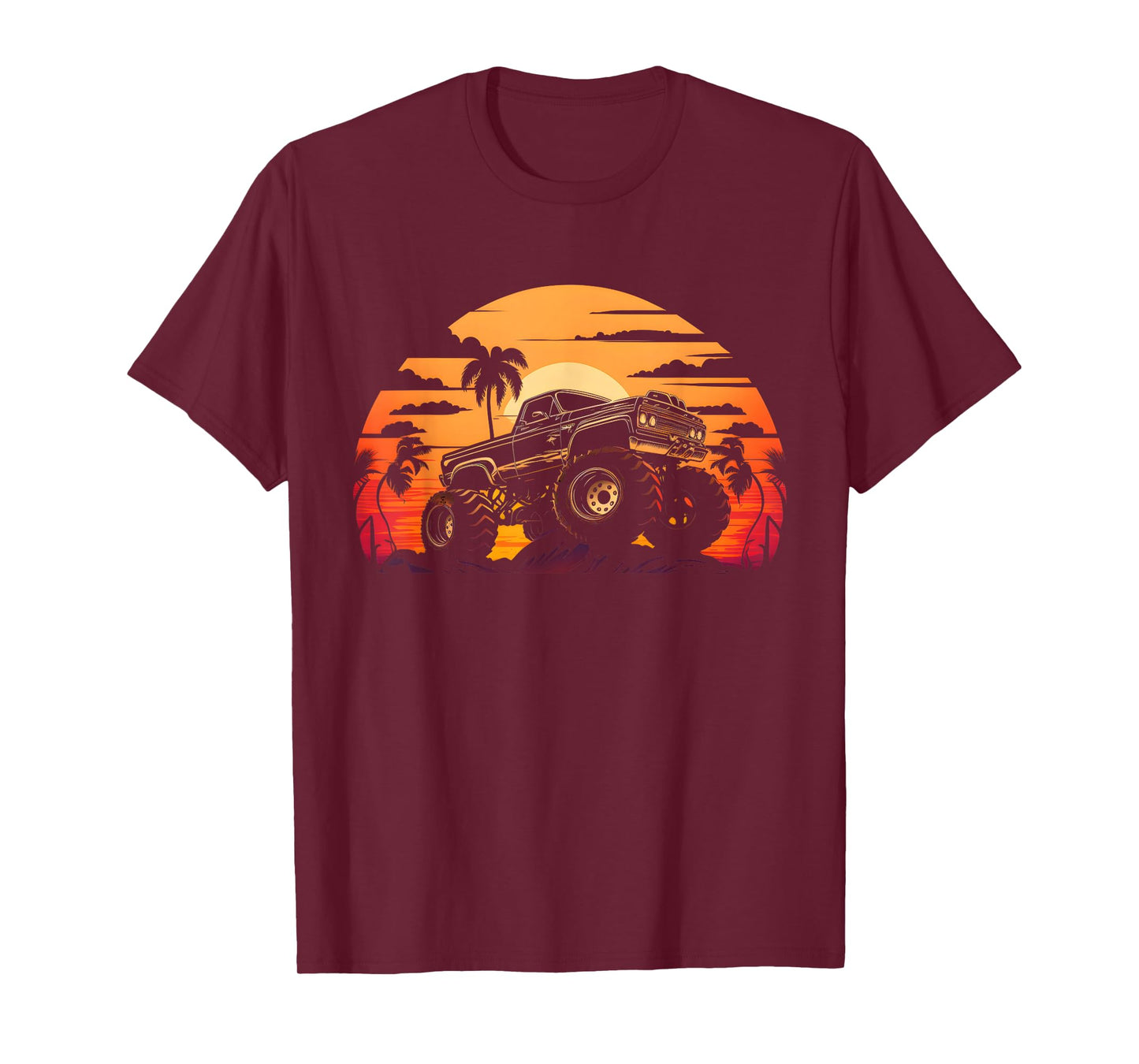 Retro Vintage Monster Truck Retro Sunset Monster Truck Boys T-Shirt