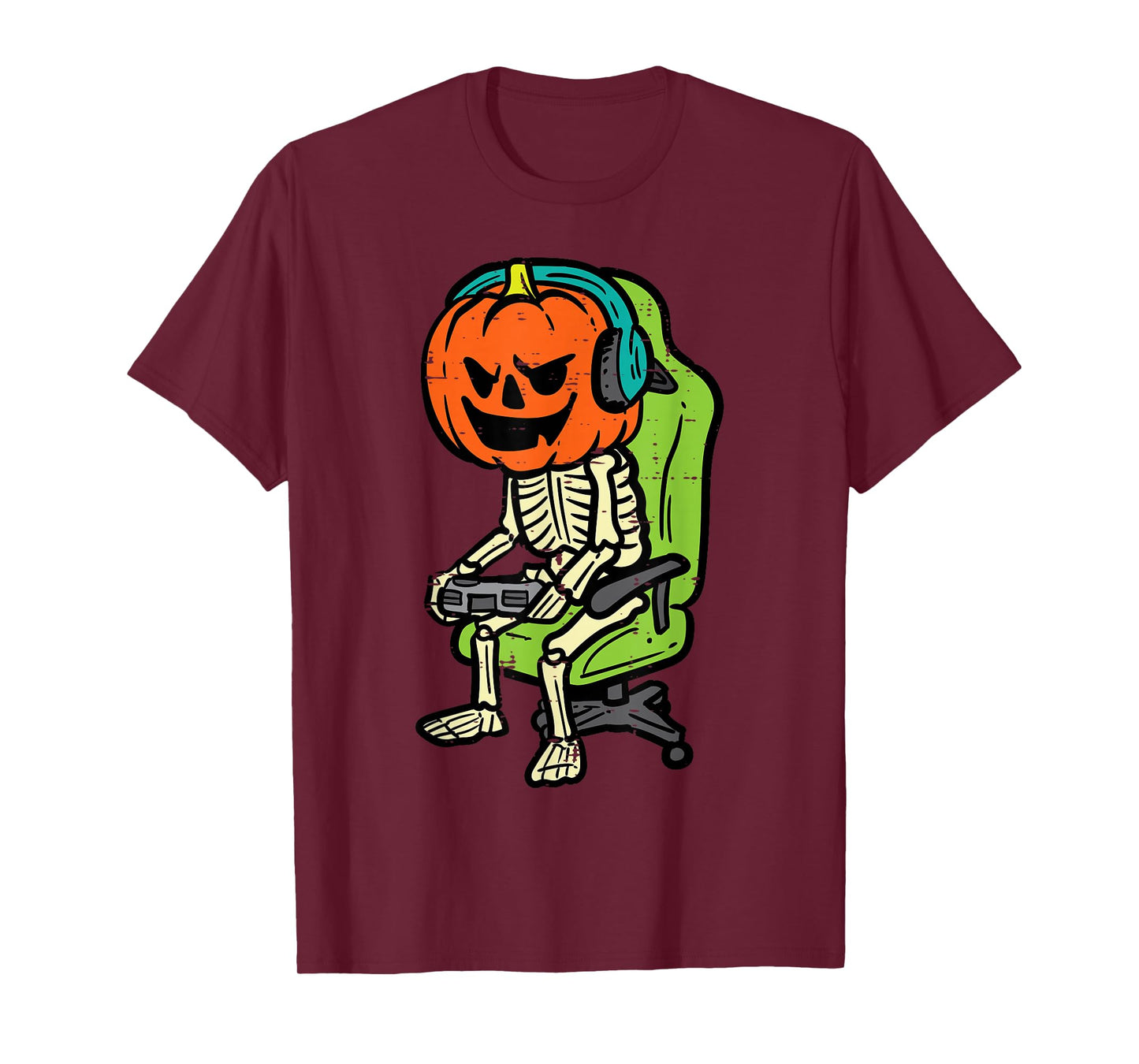 Halloween Gamer Skeleton Pumpkin Costume Men Boys Kids Teen T-Shirt