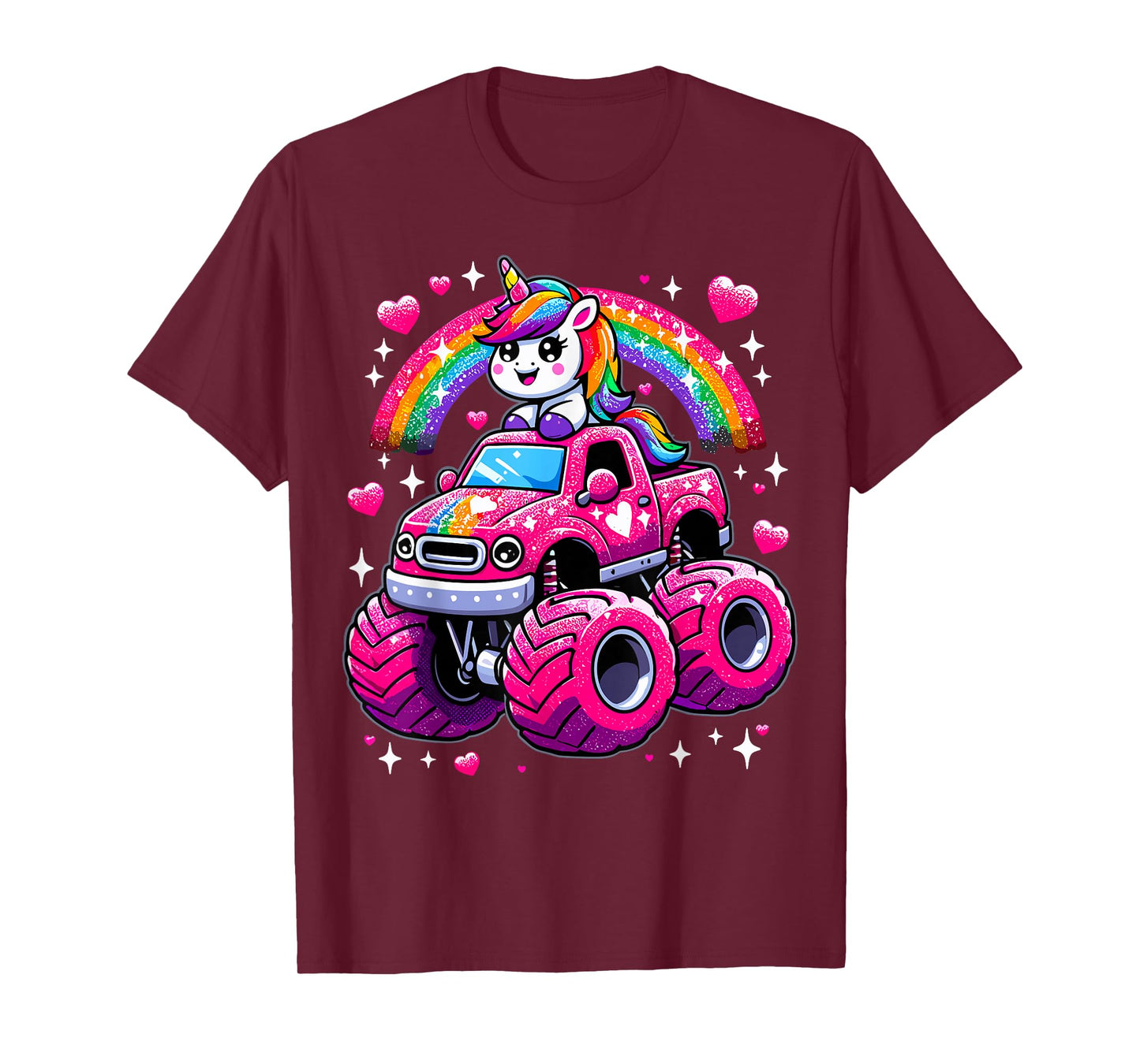 Funny Cute Unicorn Riding Monster Truck T-Shirt