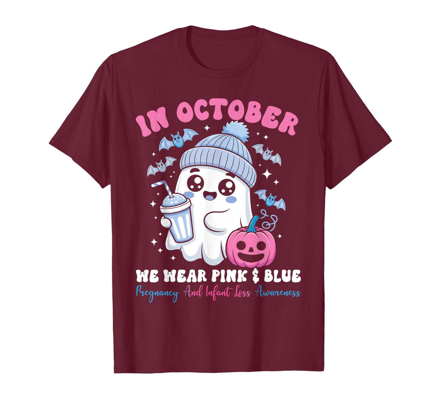 in October We Wear Pink and Blue Infant Loss Awareness T-Shirt