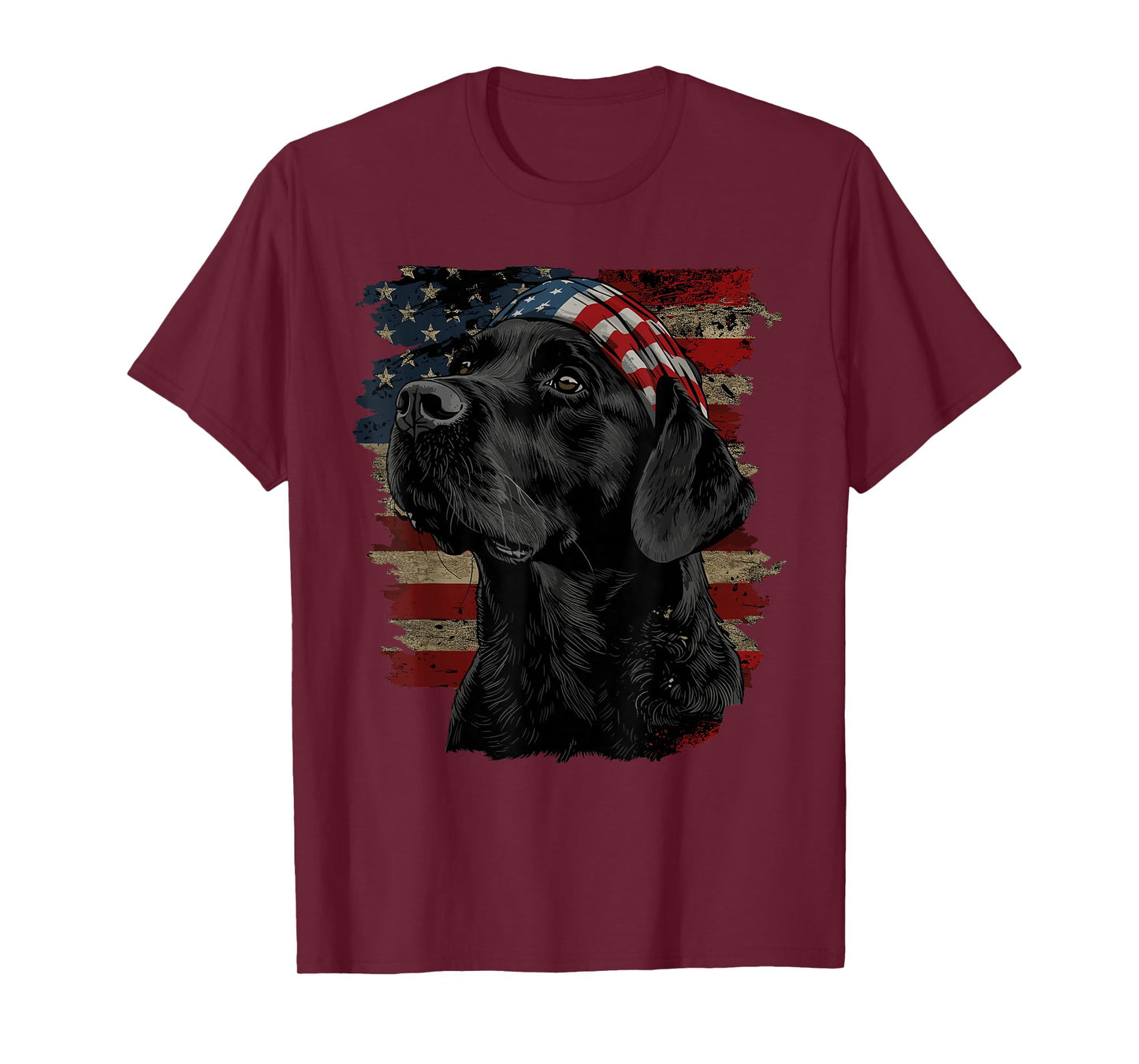 Black Labrador Patriotic Lab 4th of July USA American Flag T-Shirt