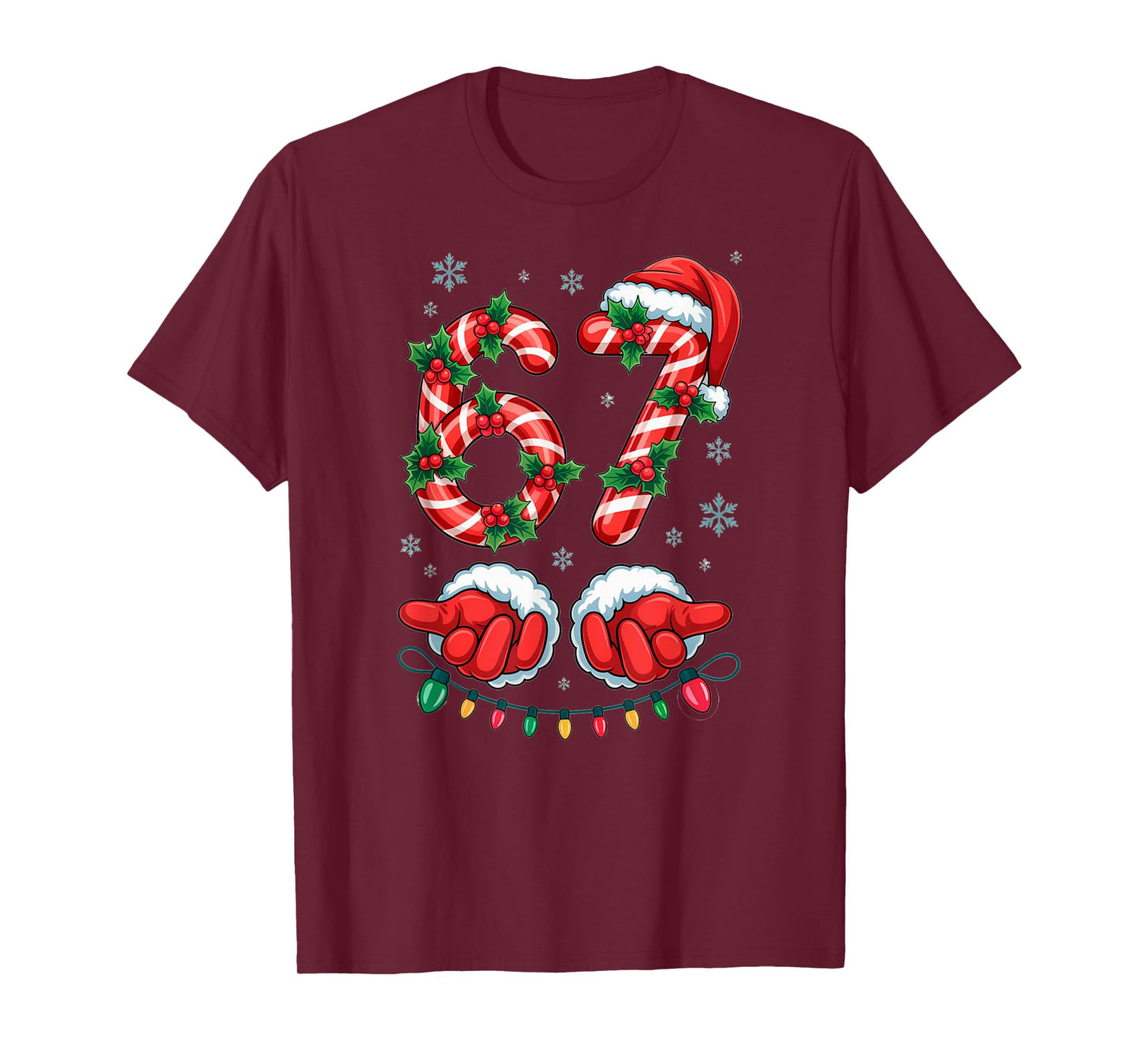 Santa Six Seven 67 Meme Christmas 67 Candy Cane Kids Boys T-Shirt