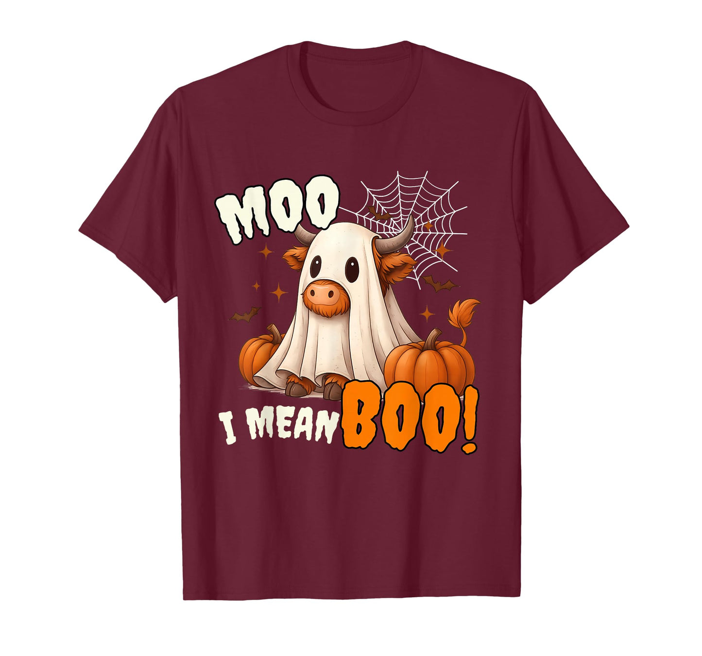 Moo I Mean Boo Funny Cow Ghost Halloween Costume Men Women T-Shirt