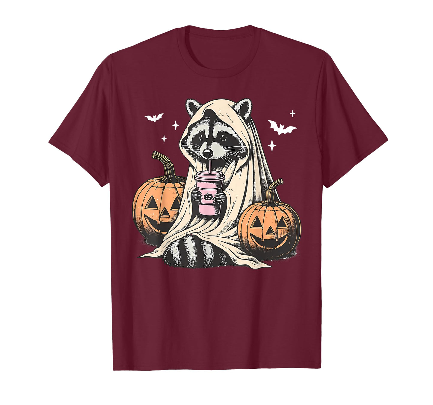 Spooky Ghost Raccoon Latte Halloween Fall Spooky Season T-Shirt