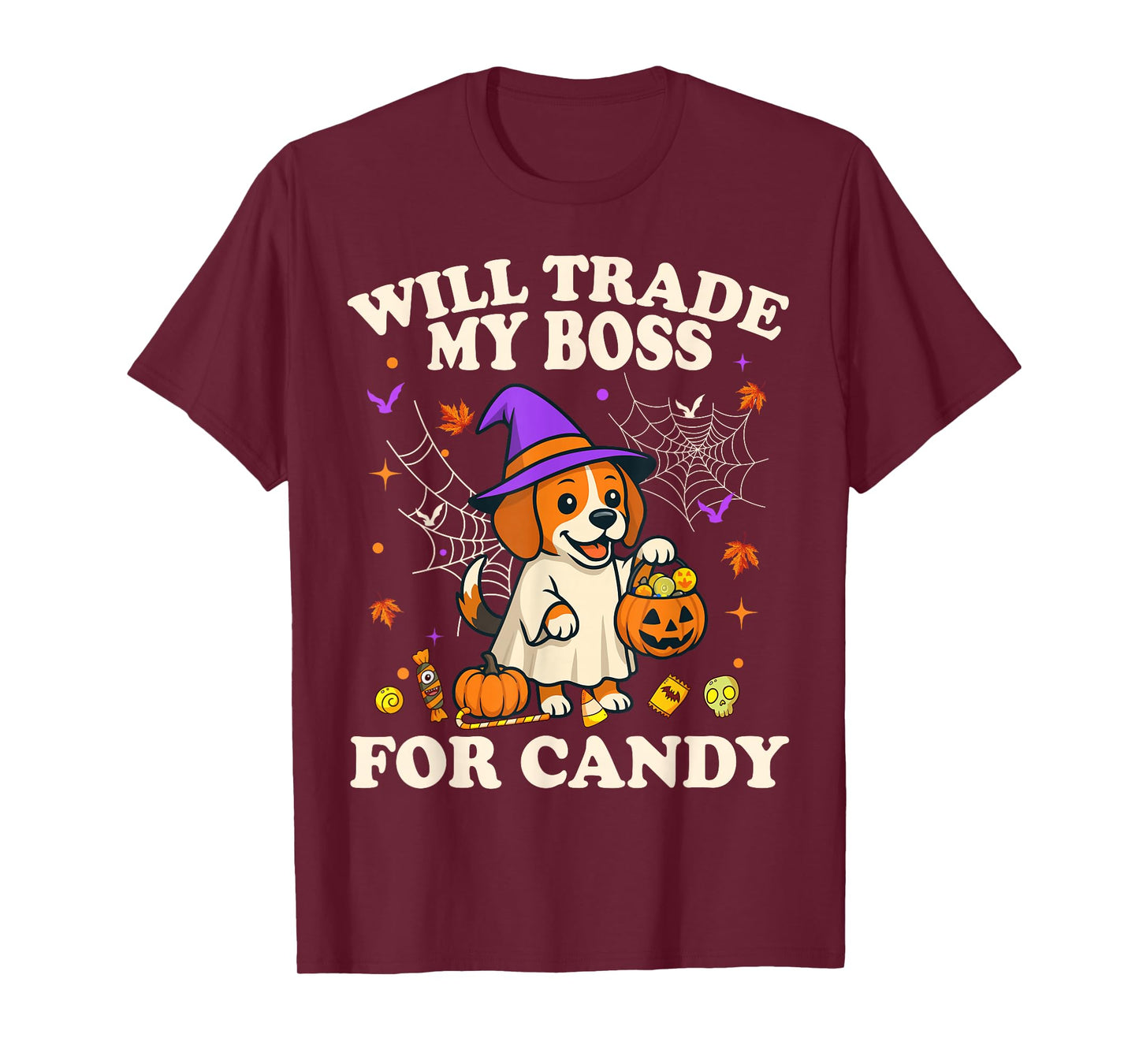 Funny Halloween Beagle Dog Lover Candy Trick or Treat Witch T-Shirt