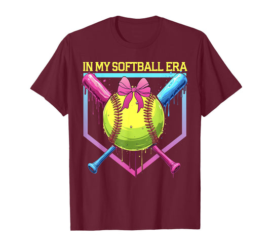 Softball Drip In My Softball Era Softball Mom Girls Game Day T-Shirt