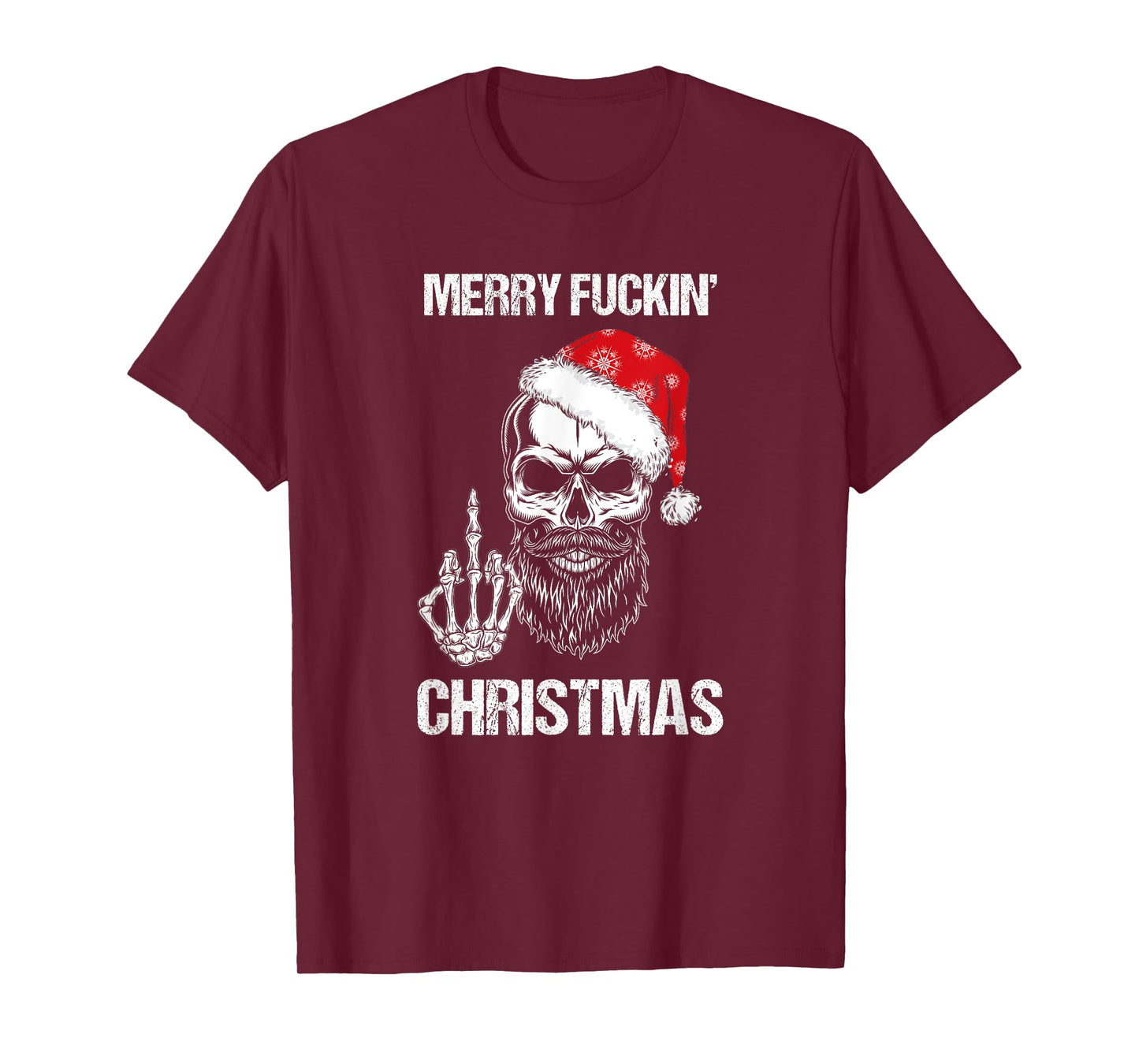 Funny Skull Santa Hat Merry Fuckin Christmas Pajama T-Shirt