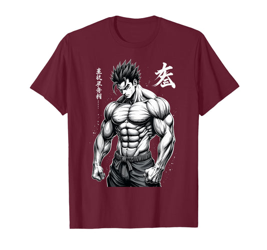Powerlifter Japanese Anime Style Muscle Bodybuilder Gym T-Shirt