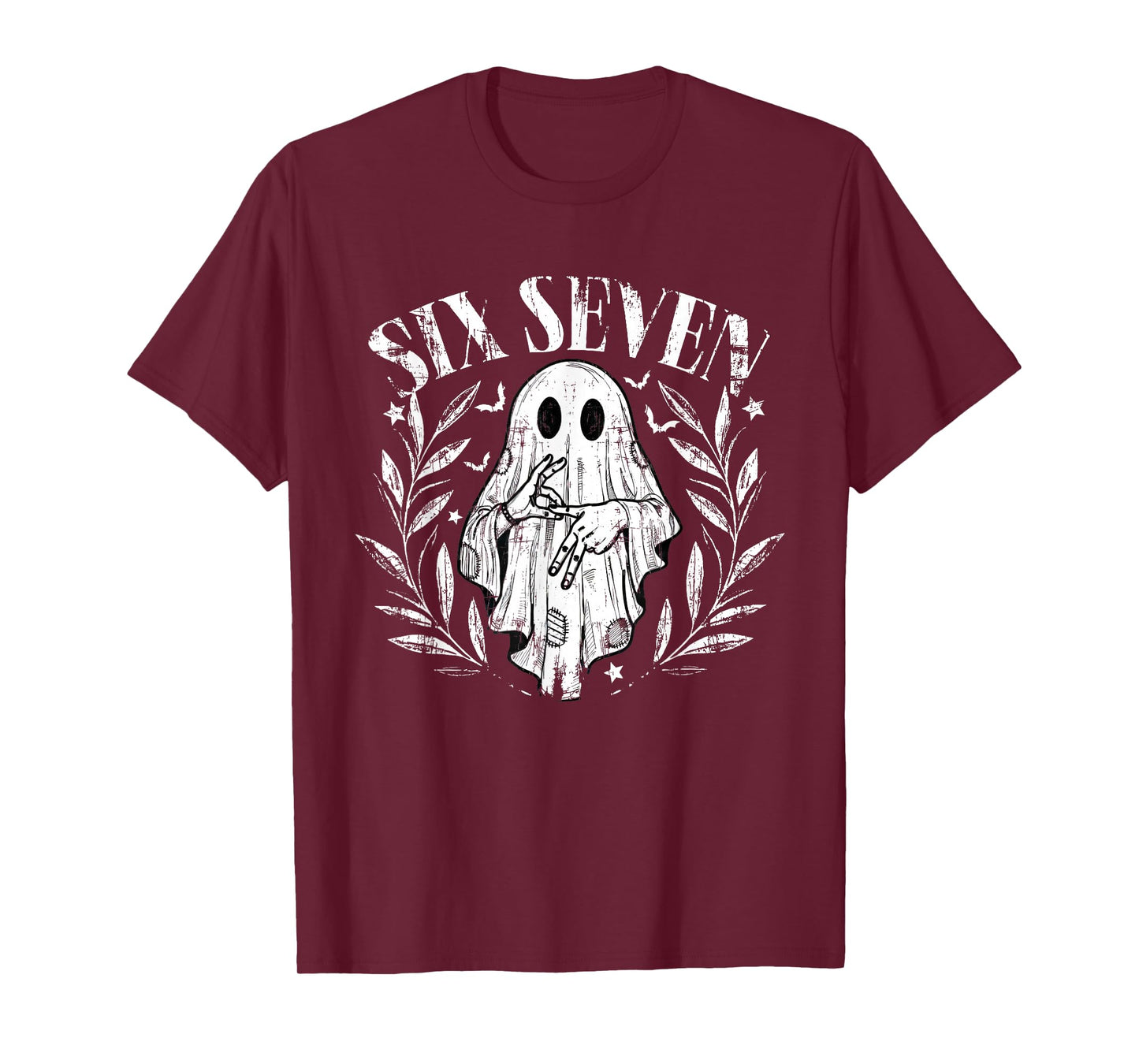 Funny Six Seven 6 7 Meme Slang Halloween Ghost T-Shirt