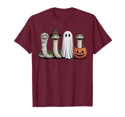 Spooky Ghost Hognose Snake Pumpkin Halloween Skeleton T-Shirt