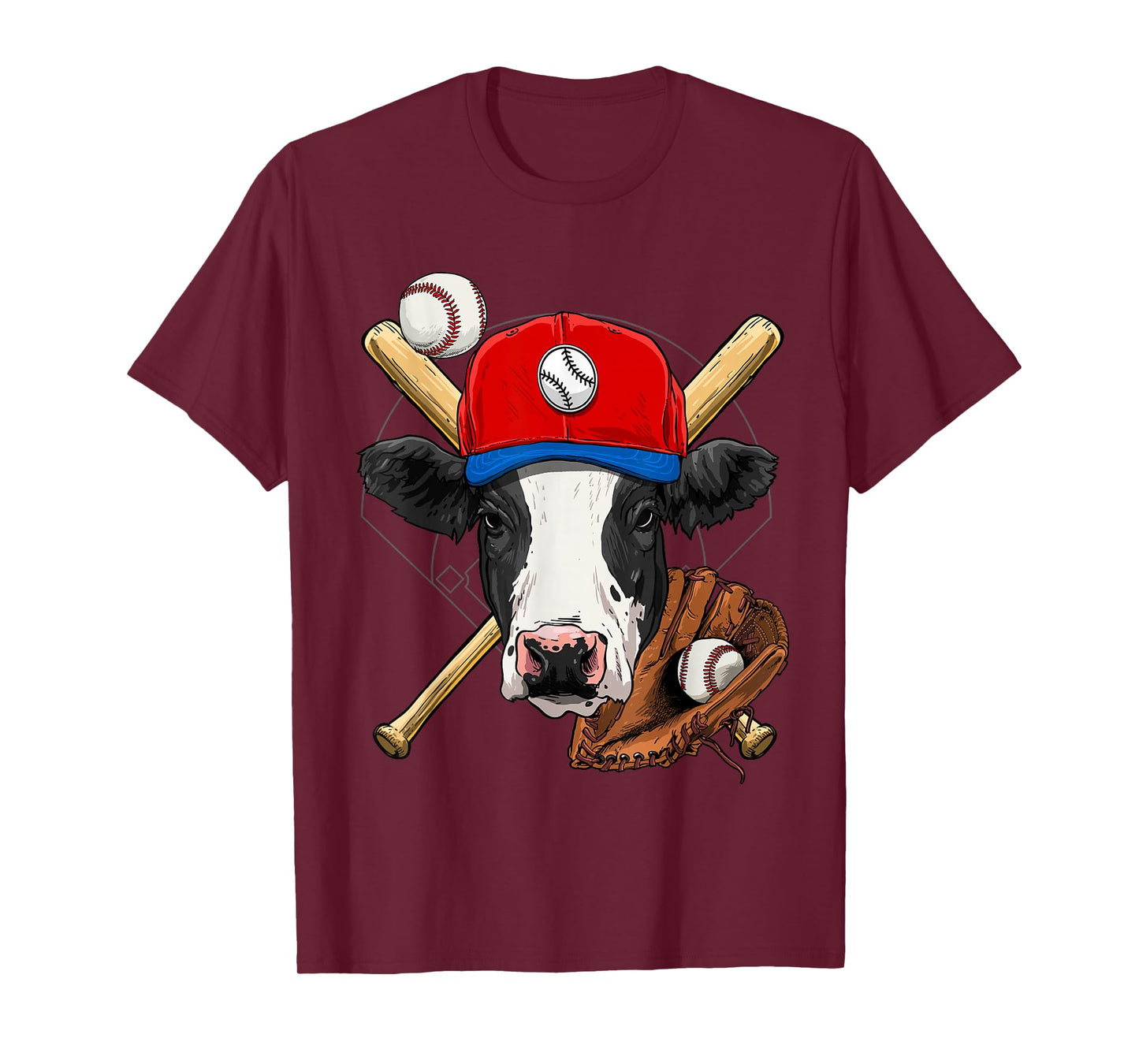 Cow Baseball Cow Lovers Baseball Player T-Shirt
