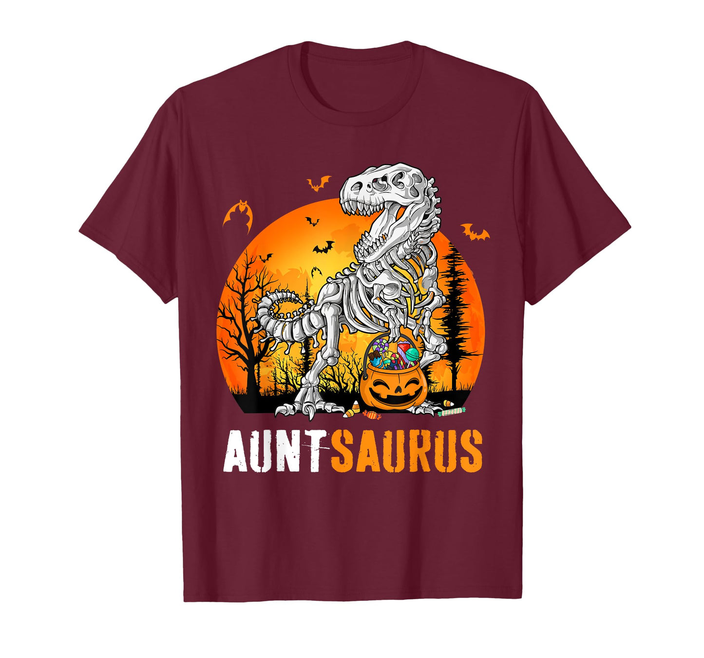 Auntsaurus Dinosaur Skeleton Halloween Aunt Saurus T-Shirt