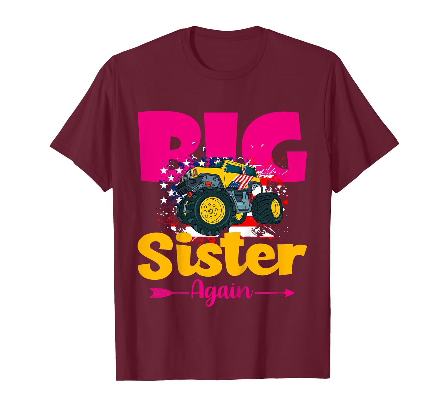 Kids Promoted To Big Sister Again Monster Truck Baby Announcement T-Shirt