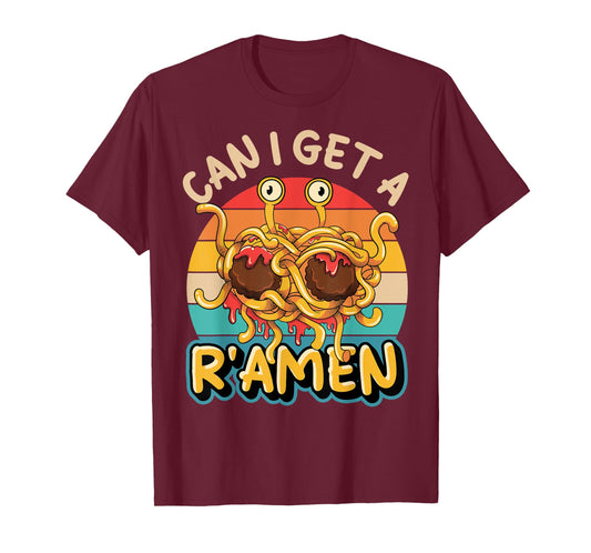 Flying Spaghetti Monster FSM Retro Can I Get A R'Amen T-Shirt