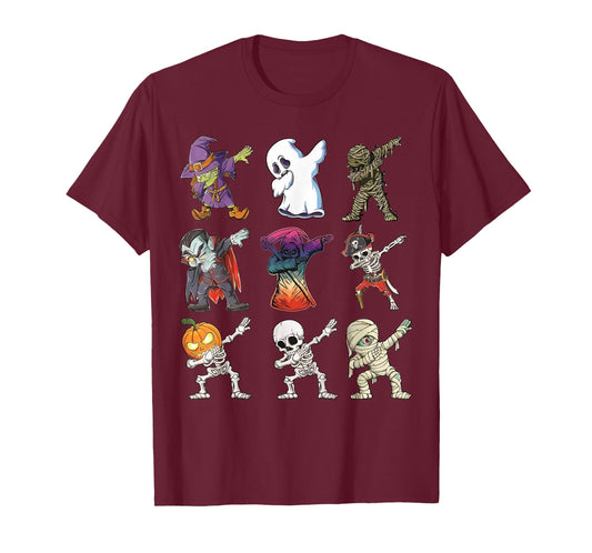 Dabbing Halloween Boys Skeleton Zombie Scary Pumpkin Mummy T-Shirt