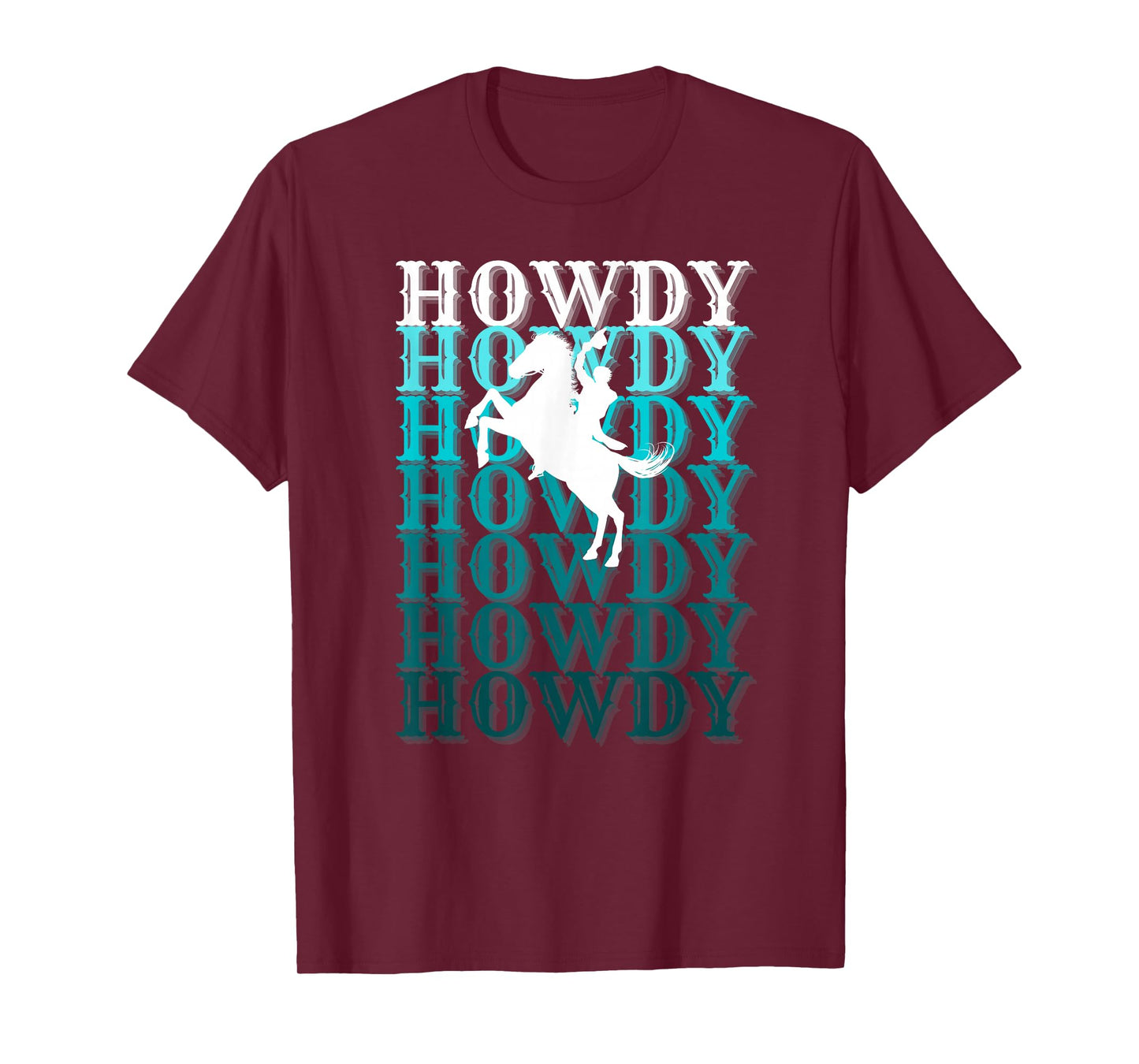 Fun Teal Country Boho Western Greetings Farm Fashion Horses T-Shirt