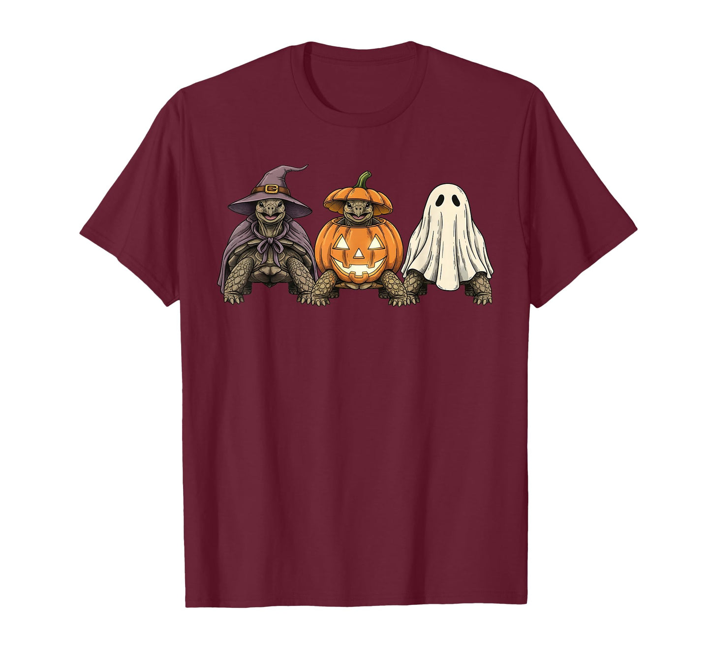 Spooky Ghost Sulcata Tortoise Lover Pumpkin Halloween T-Shirt