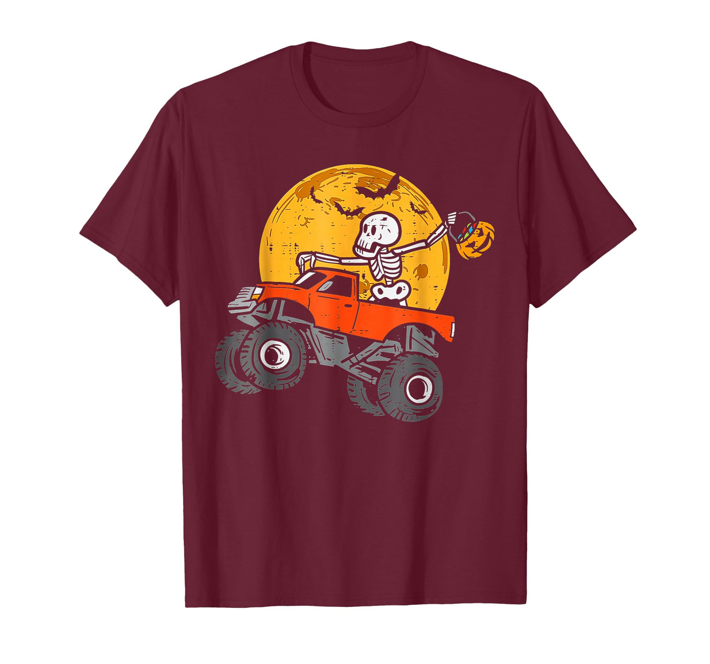 Skeleton Monster Truck Moon Candy Toddler Boys Halloween T-Shirt