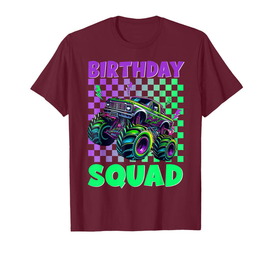 Kids Birthday Squad Monster Truck Birthday Boy Matching T-Shirt