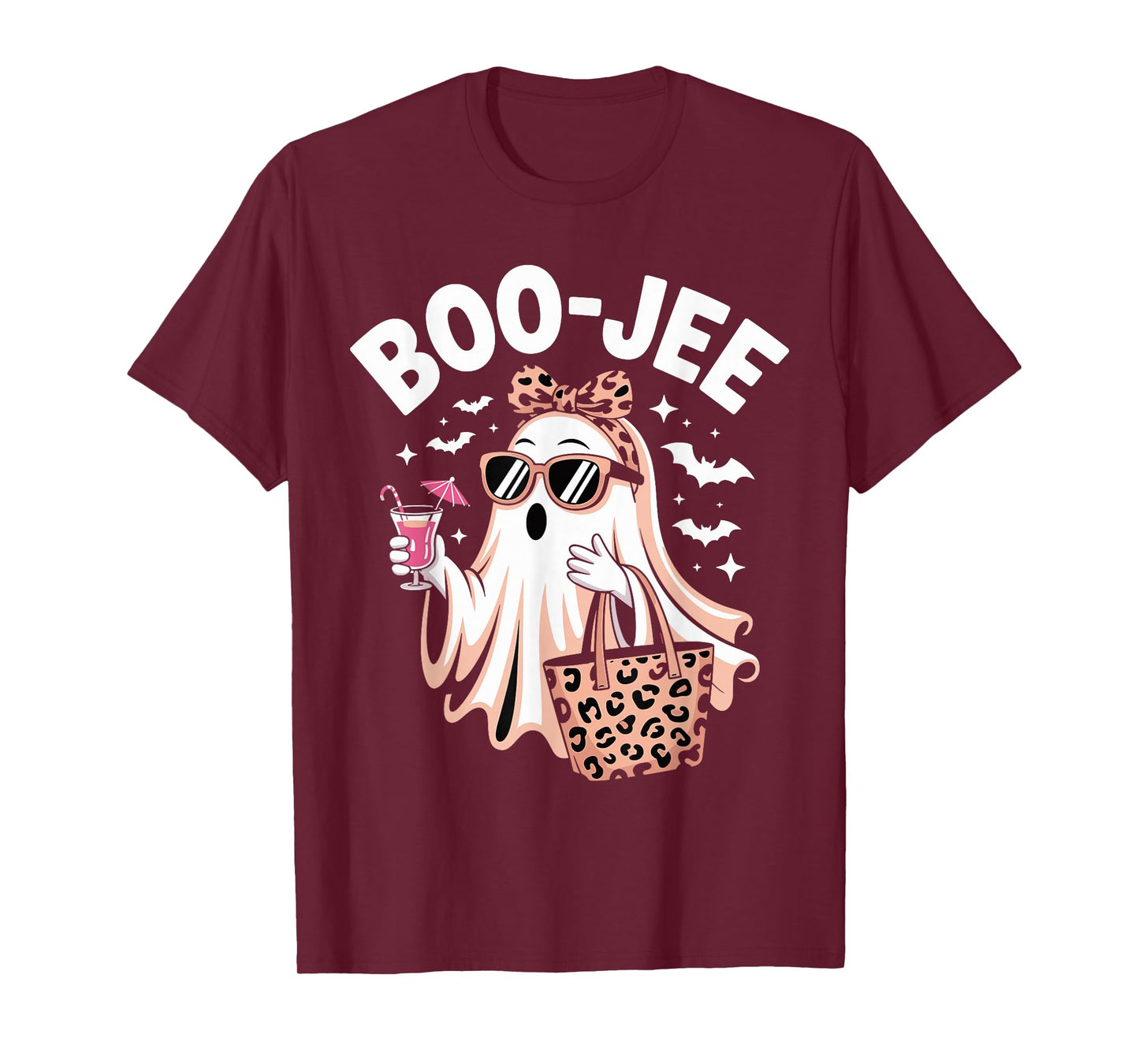 Coquette Leopard Ghost Coffee Boo-JEE Halloween T-Shirt