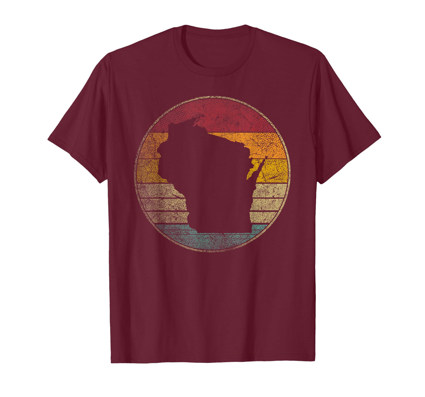 Wisconsin Vintage Distressed Retro Style Silhouette State T-Shirt