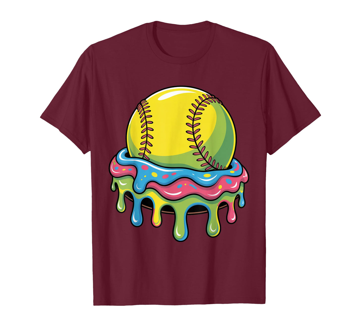 Softball Drip Ice Cream Style for Girls Women Sports Fun T-Shirt