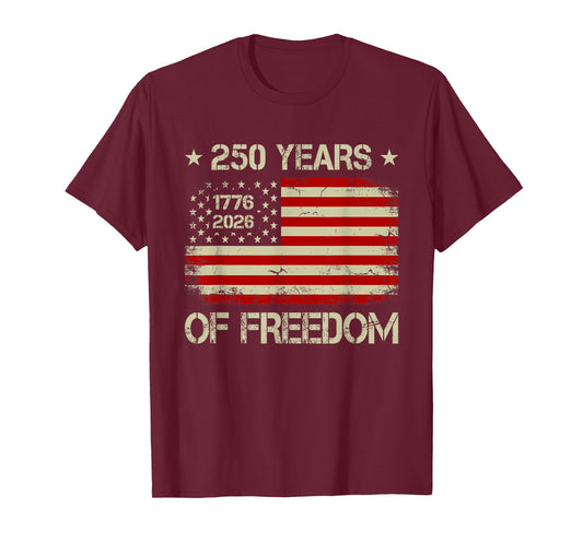 250 Years of Freedom 1776 2026 American Flag 4 July Vintage T-Shirt