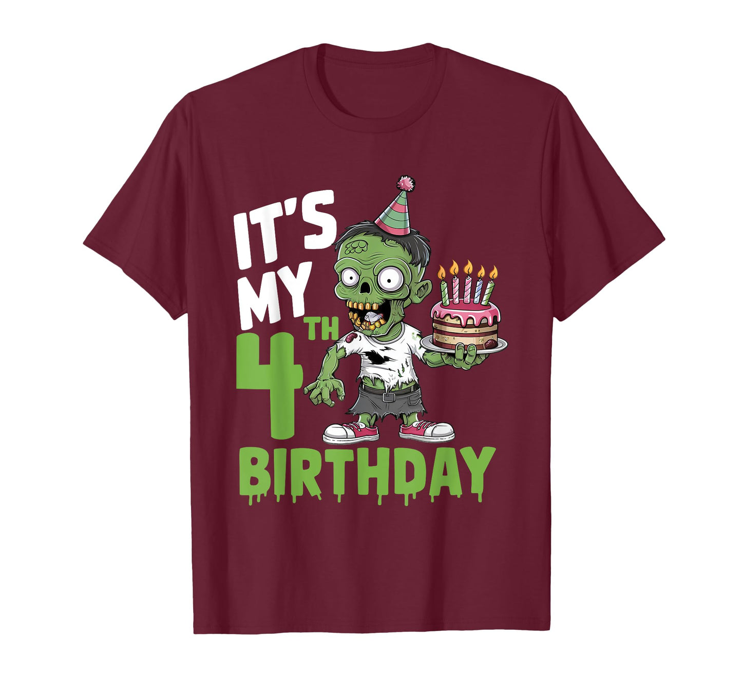4th Birthday 4 Years Old Zombie Lover Halloween Boys Girls T-Shirt