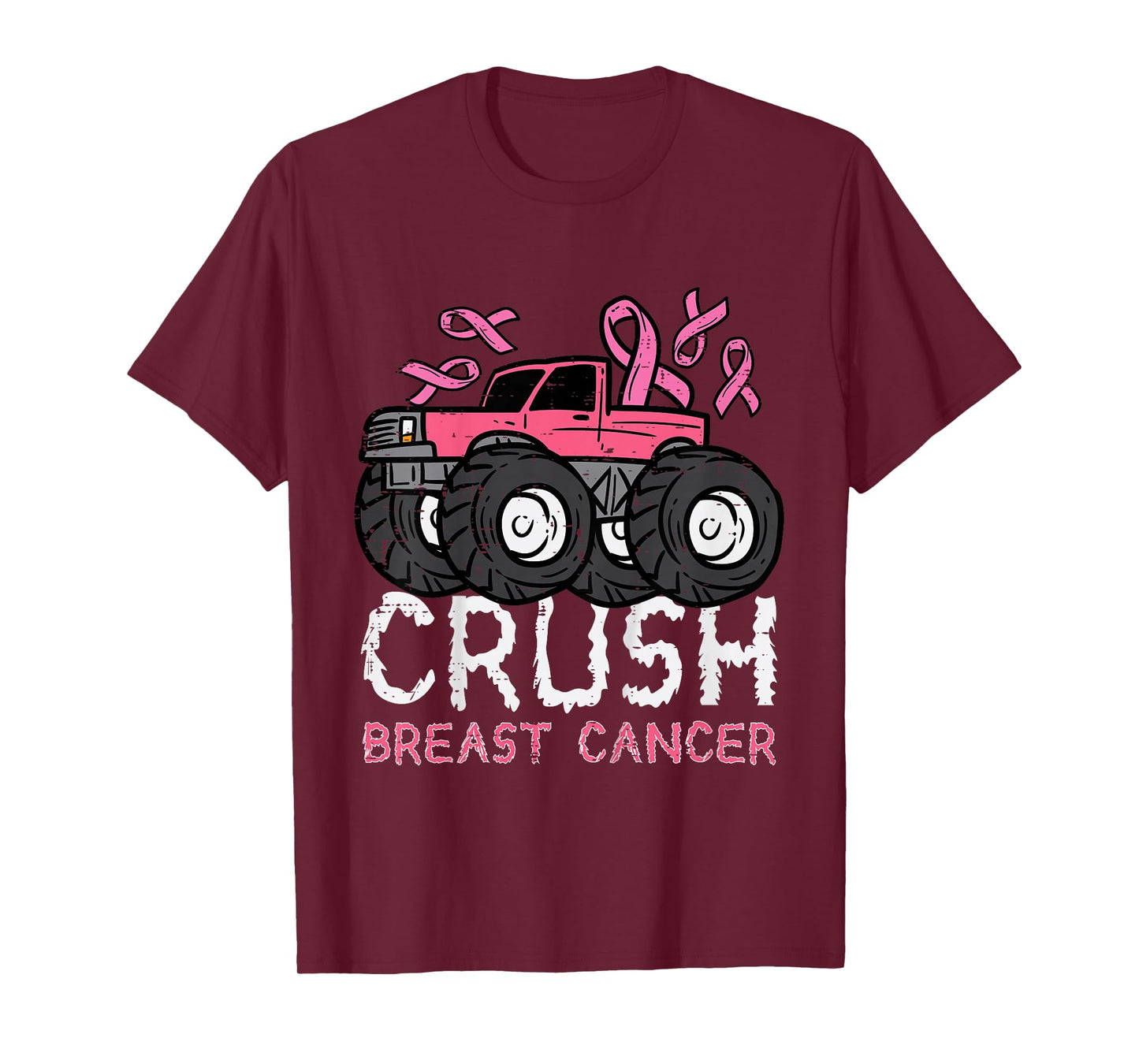 Kids Crush Breast Cancer Awareness Monster Truck Toddler Boy Kids T-Shirt