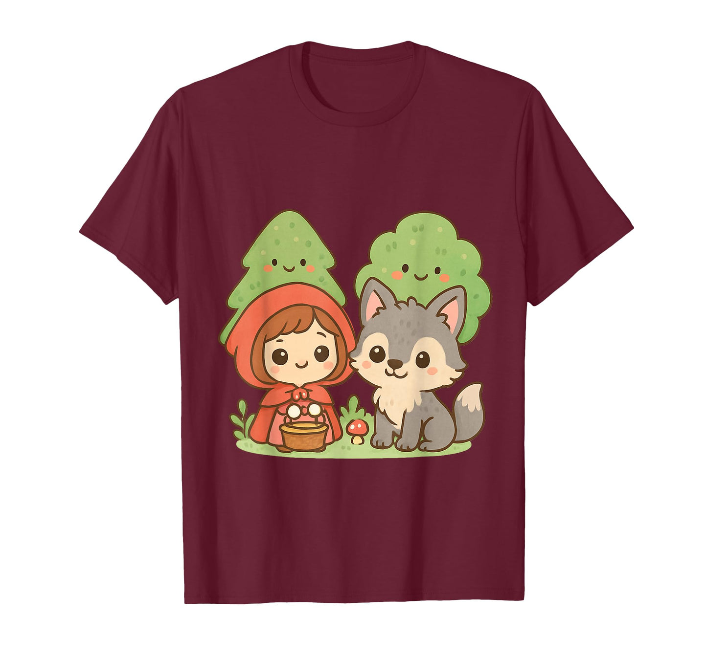 Cute Wolf and Forest Friends Little Red Riding Hood T-Shirt