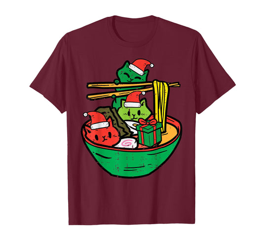 Christmas Cats Ramen Xmas Japanese Noodles Women Girls Kids T-Shirt