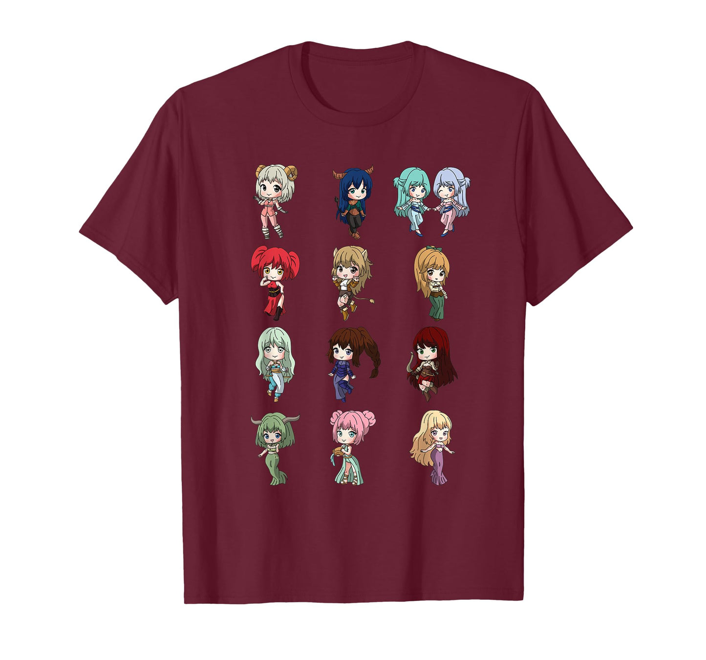 12 Horoscope Kawaii Anime Girl Zodiac Signs Astrology T-Shirt