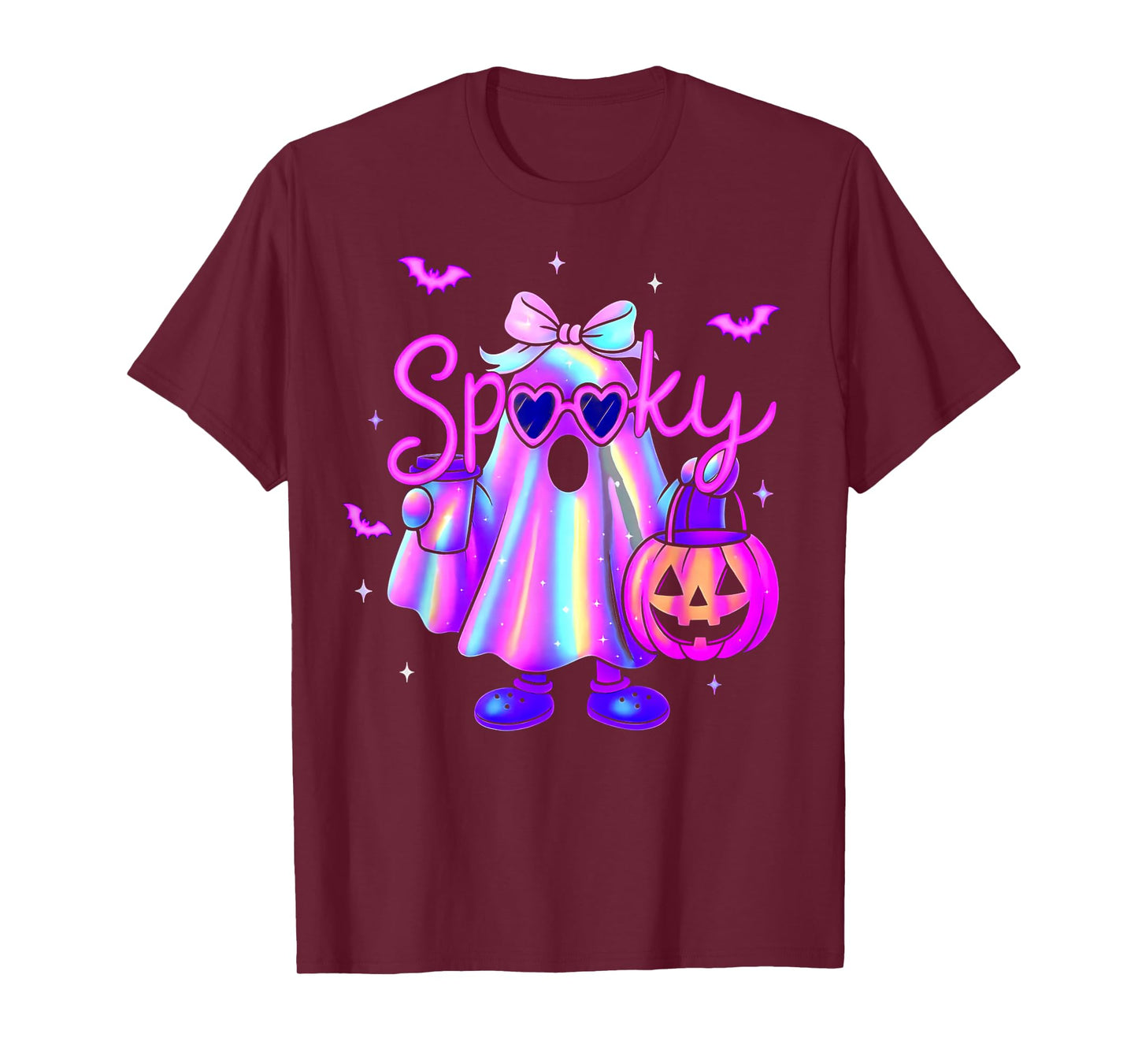 Retro Disco Spooky Funny Ghost Coquette Pumpkin Halloween T-Shirt