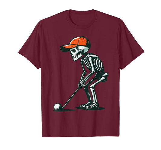 Halloween Skeleton Golf Golfer Costume Dad Men Women Kids T-Shirt