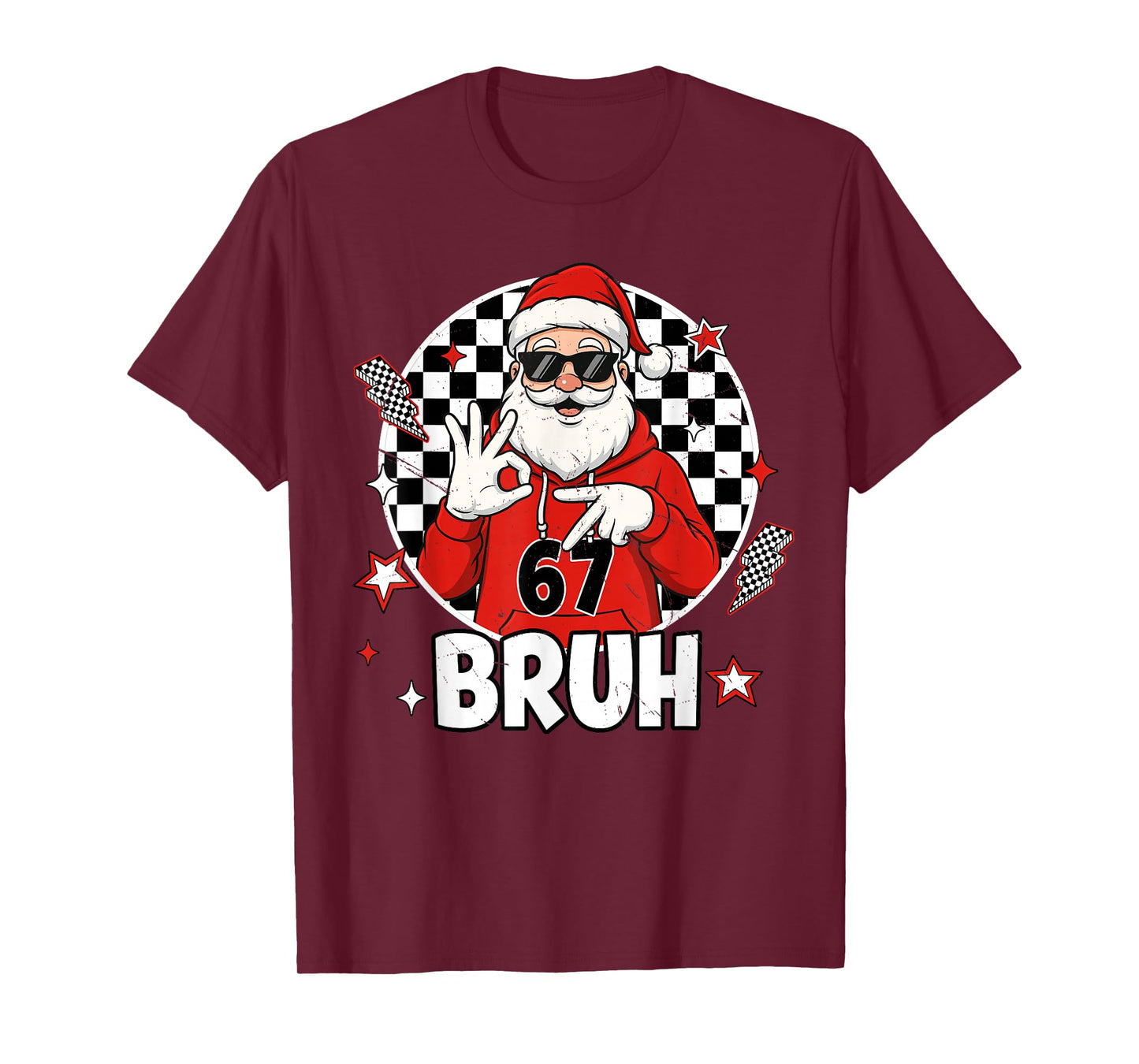 Funny 67 Meme Six Seven Christmas Bruh Santa Kids Boys Men T-Shirt