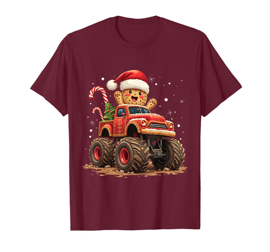 Monster Truck Gingerbread Man Xmas Funny Christmas T-Shirt