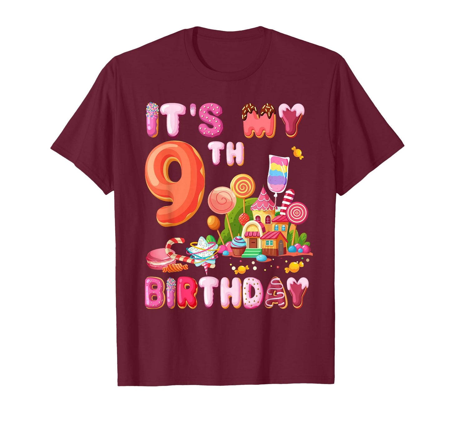 It’s My 9th Birthday Sweet Candy 9 Year Old Girl Party T-Shirt